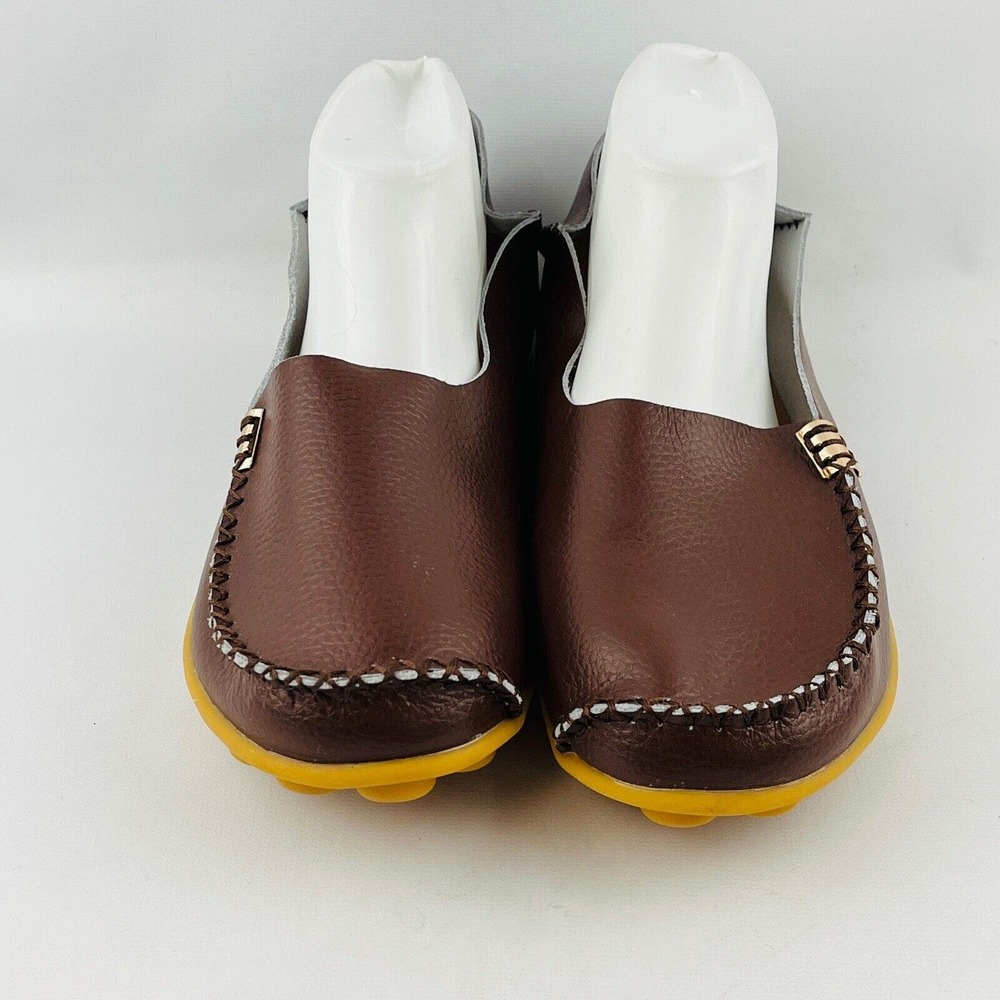 Womens 12 VenusCelia Loafers Brown Leather Natural Comfort Walking Slip On Shoes - Picture 3 of 10
